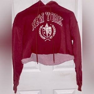 Wild Fable New York Cropped Red Hoodie